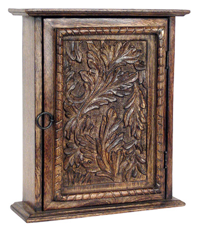 Mango Wood Leaf Design Key Box